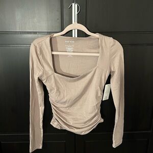 Pink Rose Women's Beige Long Sleeve Top